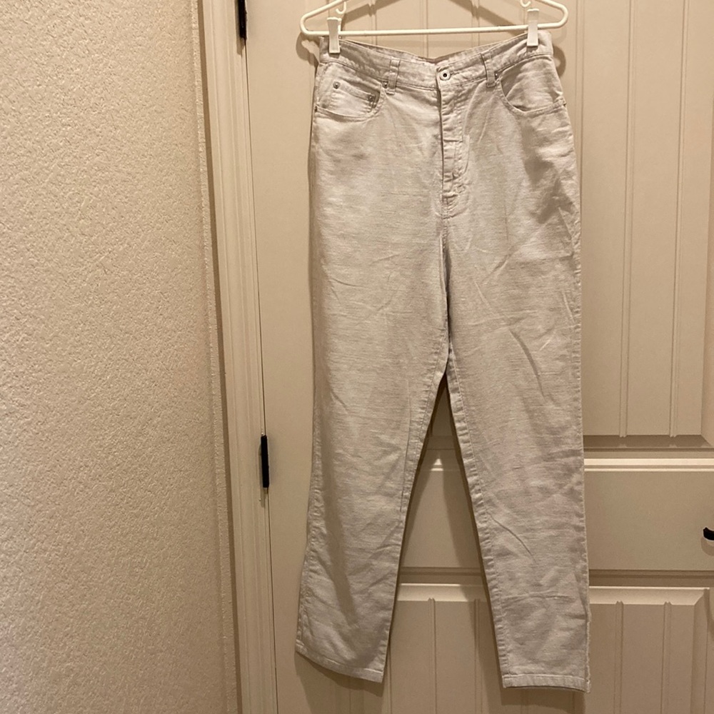 Faded Glory Linen Cotton Blend Women’s Size 12 Pants Cream Lightweight Pockets